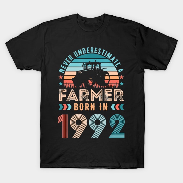 Farmer born in 1992 Farming Gift 30th Birthday T-Shirt by Zak N mccarville